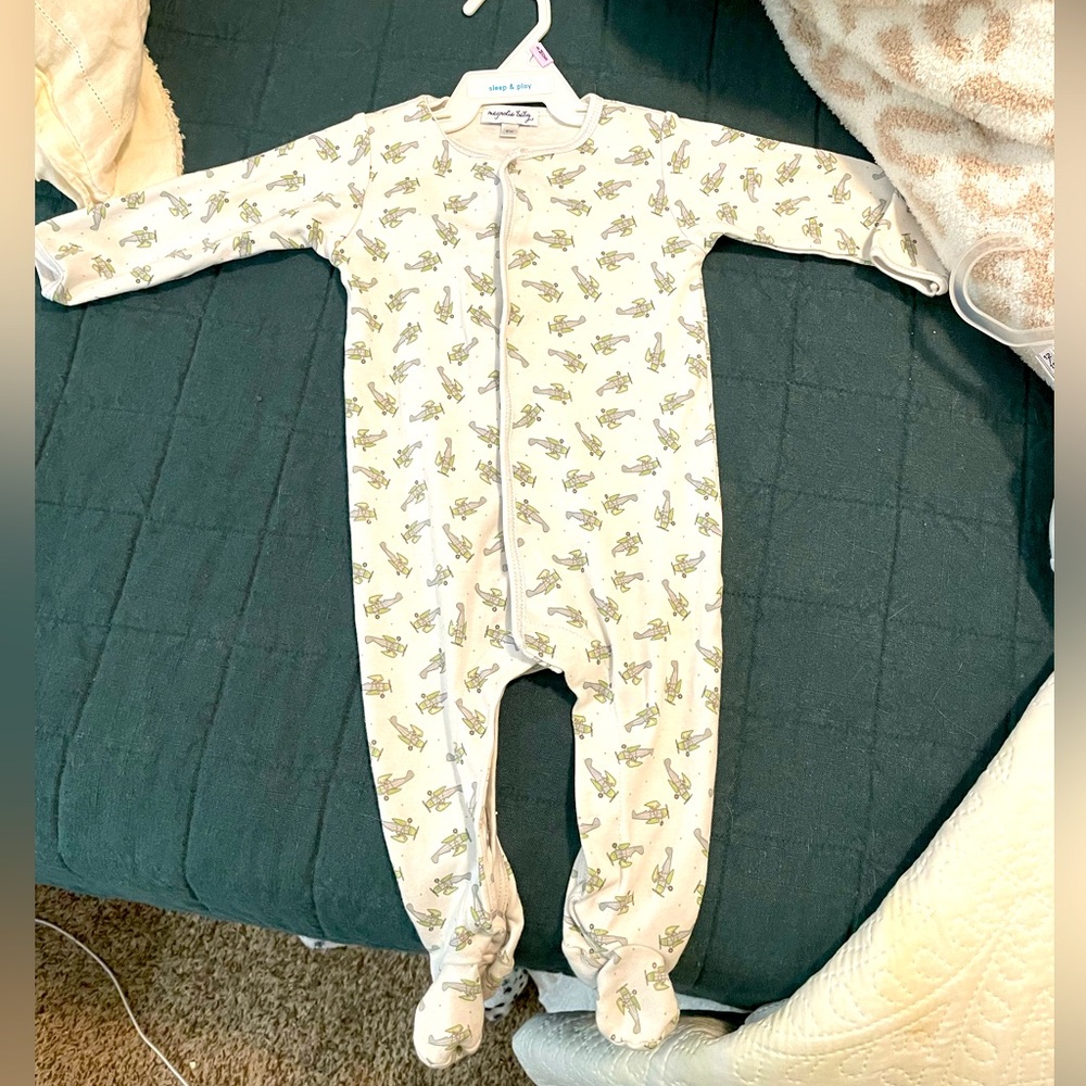 Magnolia Baby airplane onesie with feet attached. Size 9months. Never worn.
